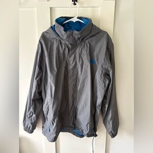 Men’s North face rain, jacket, XL gray